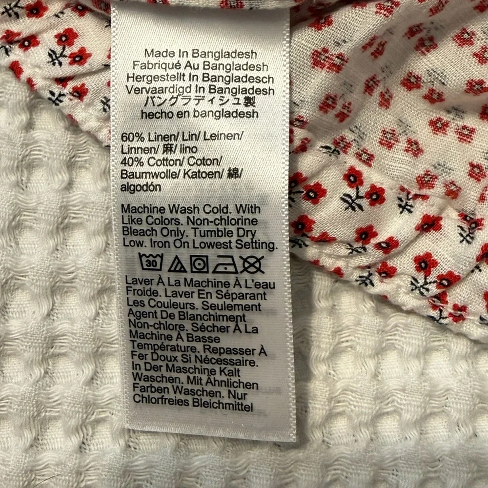 J. Crew Cotton & Linen Blend Floral Printed White Wide Leg Pants NWT L - Picture 5 of 8